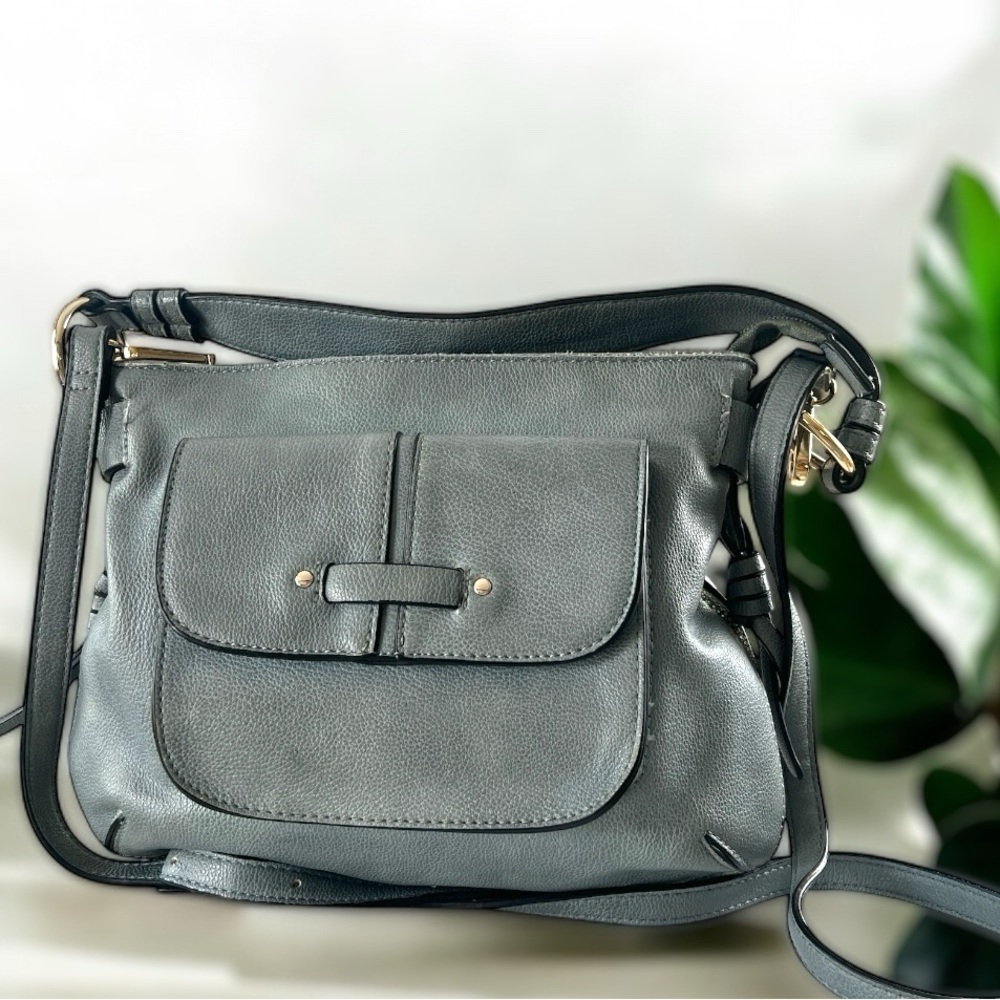 Charming Charlie Gray Silver Crossbody Bag with Adjustable Strap